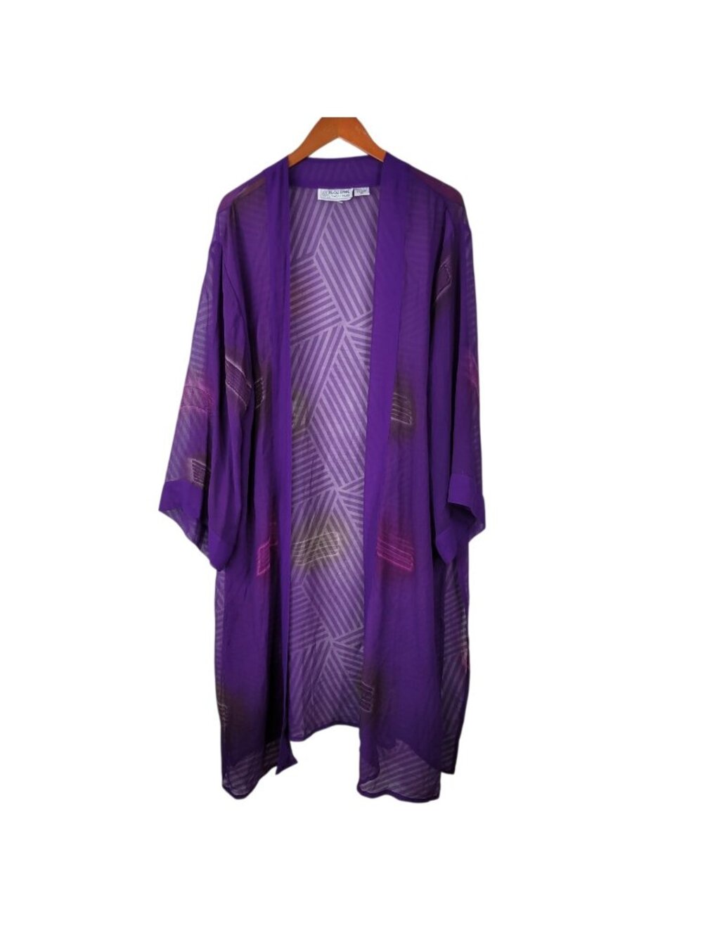 Vintage Lace Duster Plus 3X Black Fairy Grunge Goth Sheer Purple Cover Up Long